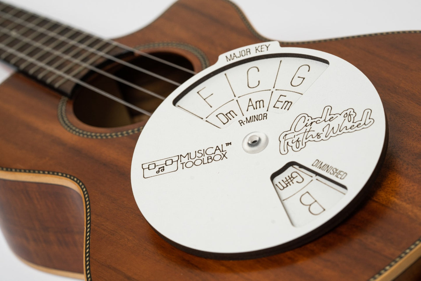 Circle of Fifths Wooden Wheel and Musical Educational Tool. Chord Wheel for Songwriters, Teachers and Musicians. Circle of 5ths Rugged and Functional for all ages.